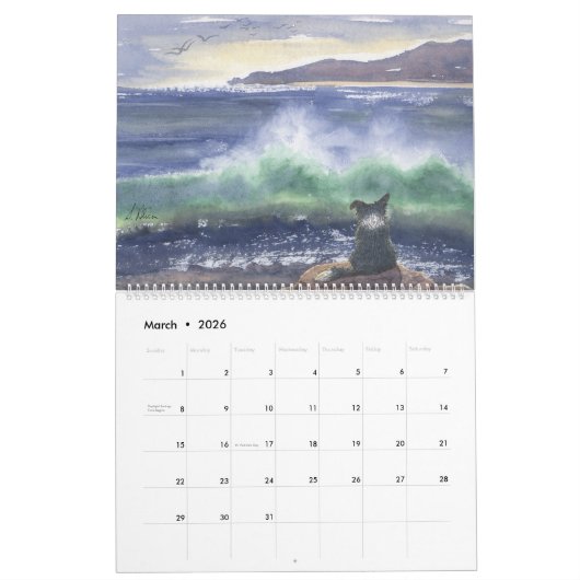 Border Collie in Landscape Calendar カレンダー (3月 2026)