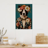 Border Collie In Suit Poster, Border Collie ポスター (キッチン)