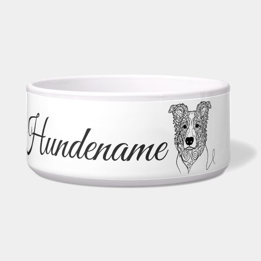 Border Collie Line Art personalized bowl ボウル (正面)
