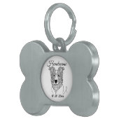 Border Collie Line Art Personalized Tag ペットネームタグ (正面右)