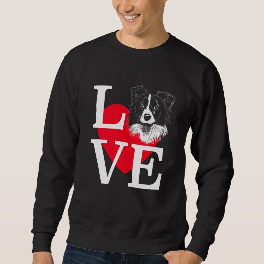 Border Collie Love Cute heart Border Collie スウェットシャツ (正面)