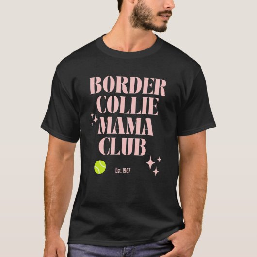 Border Collie Mom Club Retro Groovy Dog Mum Funny  Tシャツ (正面)