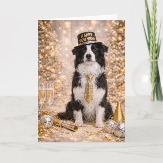 Border Collie New Year Card – Happy New Year Dog シーズンカード (正面)