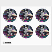 Border Collie on a Paddle: A Scenic Adventure ラウンドシール (シート)