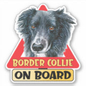 Border Collie On Board Scottish Dog Traffic Sign シール (正面)