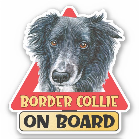 Border Collie On Board Scottish Dog Traffic Sign シール (正面)
