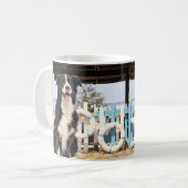 Border Collie on the beach コーヒーマグカップ (正面左)