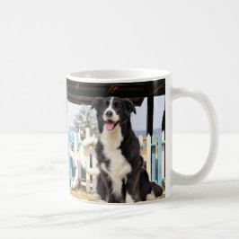 Border Collie on the beach コーヒーマグカップ