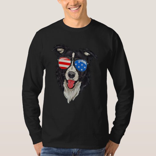 Border Collie Patriotic Dog 4th Of July American Tシャツ (正面)