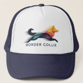 Border Collie poligonal en amarillo y azul キャップ (正面)