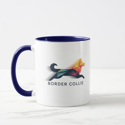 Border collie poligonal en amarillo y azul マグカップ (左)
