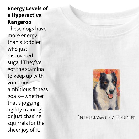 Border Collie Portrait Digital Painting ベビーTシャツ