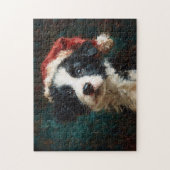 Border Collie Puppy Christmas Portrait ジグソーパズル (縦)
