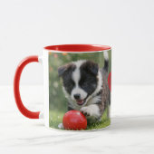  Border Collie Puppy with Red Ball Coffee  マグカップ (左)