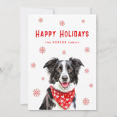 Border Collie Red Heart Bandana Christmas シーズンカード (正面)