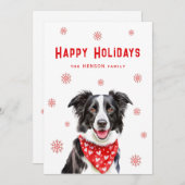 Border Collie Red Heart Bandana Christmas シーズンカード (正面/裏面)