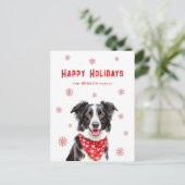 Border Collie Red Heart Bandana Christmas  シーズンポストカード (スタンド正面)