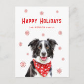 Border Collie Red Heart Bandana Christmas  シーズンポストカード (正面)