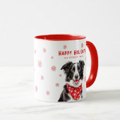 Border Collie Red Heart Bandana Christmas  マグカップ (正面右)
