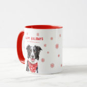 Border Collie Red Heart Bandana Christmas  マグカップ (正面左)