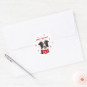 Border Collie Red Heart Bandana Christmas Photo ラウンドシール (封筒)