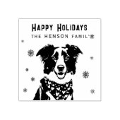 Border Collie Red Heart Bandana Christmas Photo ラバースタンプ (インプリント)