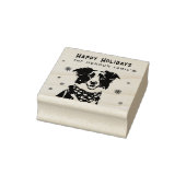 Border Collie Red Heart Bandana Christmas Photo ラバースタンプ (スタンプ)