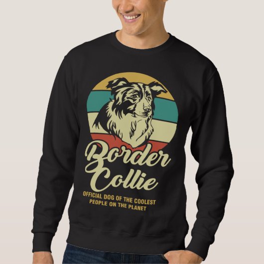 Border Collie Retro Dog   For Men Women スウェットシャツ (正面)