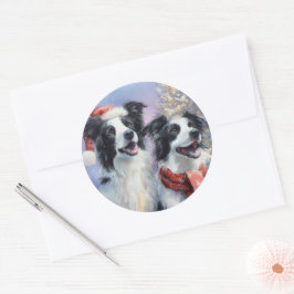 Border Collie Round Christmas Sticker ラウンドシール