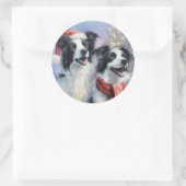 Border Collie Round Christmas Sticker ラウンドシール (バッグ)