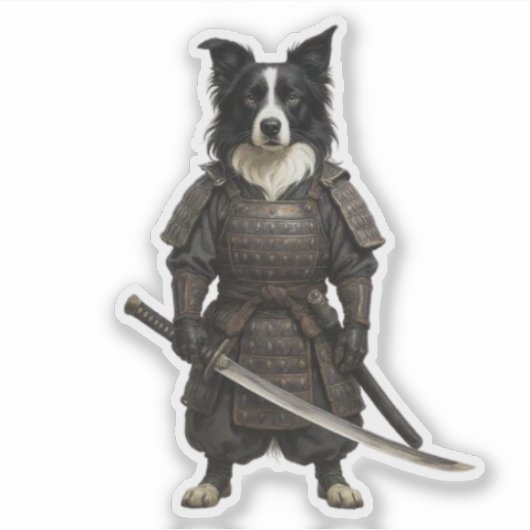 Border Collie Samurai シール (正面)