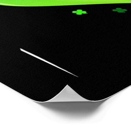 Border Collie Shamrock Heart ポスター (角)