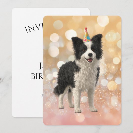 Border Collie Sheepdog 招待状 (正面/裏面)