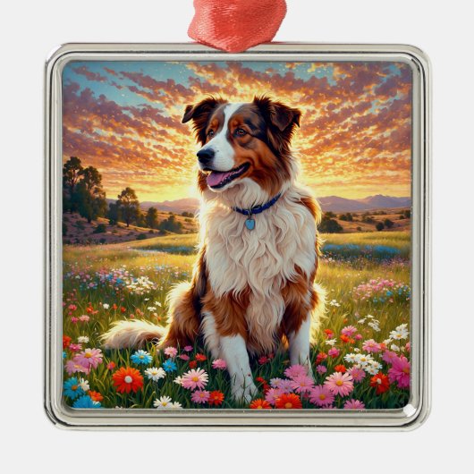 Border Collie Shepherd Dog メタルオーナメント (正面)