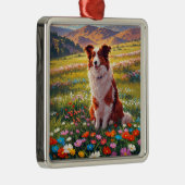 Border Collie Shepherd Dog メタルオーナメント (右)