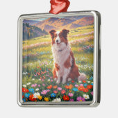 Border Collie Shepherd Dog メタルオーナメント (左)