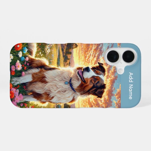 Border Collie Shepherd Dog iPhone 16ケース (裏面横)