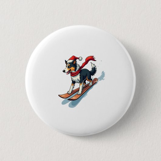 Border Collie Snowboarder 缶バッジ (正面)