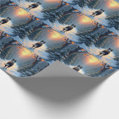 Border Collie Snowy Forest Walk Holiday Painting ラッピングペーパー (角)