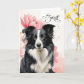 Border Collie Soft Pink Botanical Blooms Get Well カード (黄色い花)