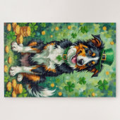 Border Collie St Patrick’s Day Lucky Dog ジグソーパズル (横)