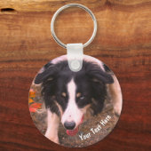Border Collie Stare Dog Personalized キーホルダー (正面)