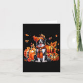 Border Collie Thanksgiving Leopard Pumpkins Fall L カード (正面)