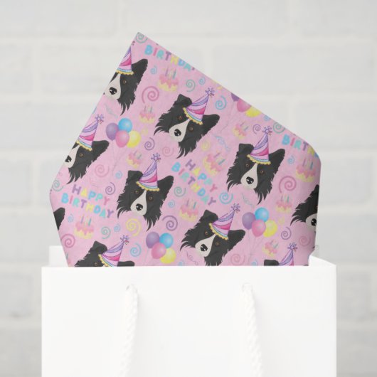 Border Collie Tissue Paper in Pink 薄葉紙 (ギフトバッグ)