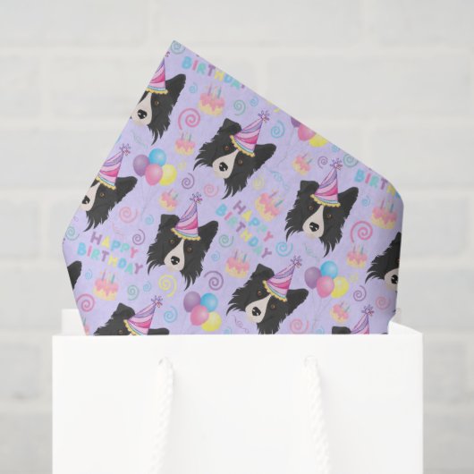 Border Collie Tissue Paper in Purple 薄葉紙 (ギフトバッグ)