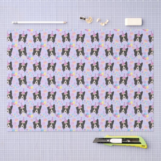 Border Collie Tissue Paper in Purple 薄葉紙 (クラフト)