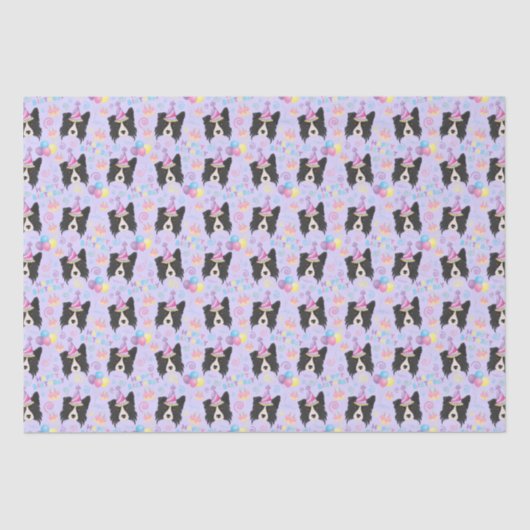 Border Collie Tissue Paper in Purple 薄葉紙 (正面)