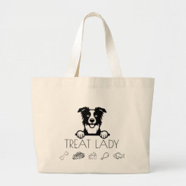 Border Collie "Treat Lady" ラージトートバッグ
