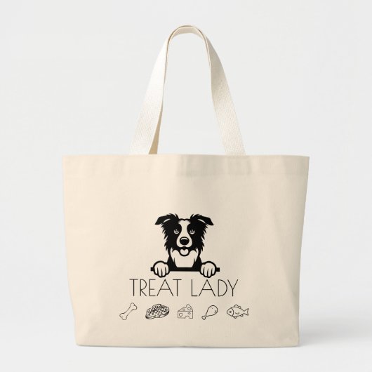 Border Collie "Treat Lady" ラージトートバッグ (正面)