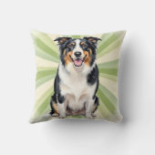 Border Collie Watercolor Radial Burst Art クッション (裏面)